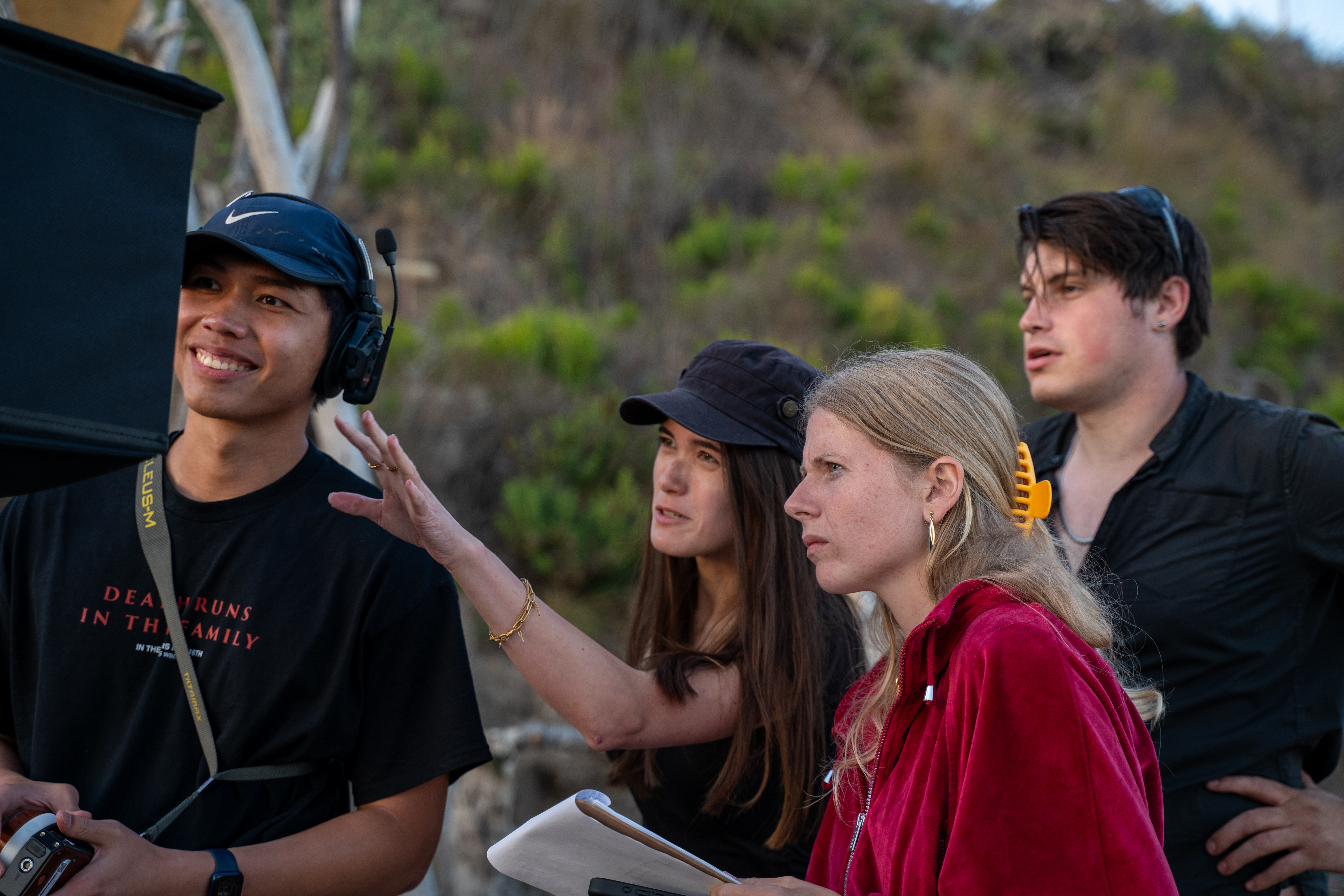 Leah Grossmann on set